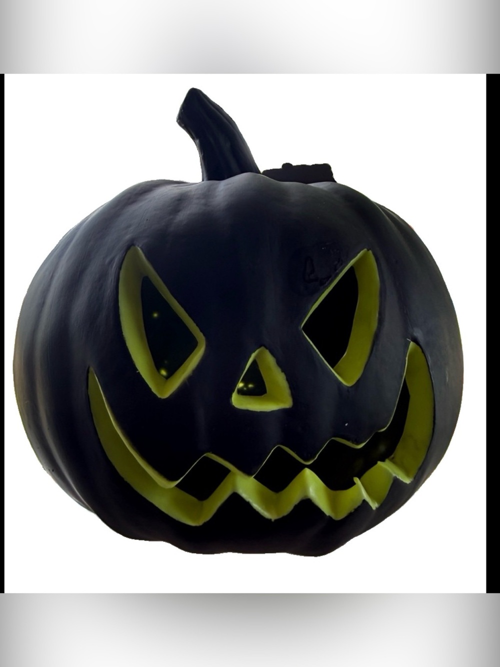 Vintage 2009 Walmart Black Pumpkin Green Blow Mold Light Up Jack O Lantern NWT
